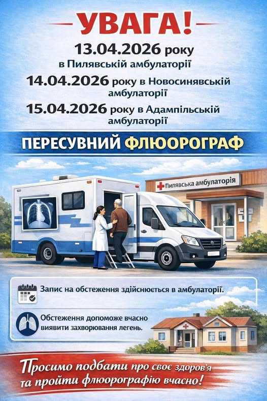 УВАГА: Безкоштовне флюорографічне обстеження!