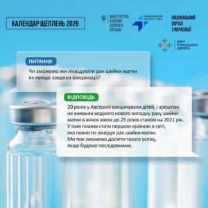 До Календаря профілактичних щеплень у 2026 році додалося щеплення проти вірусу папіломи людини (ВПЛ) для дівчат віком 12–13 років