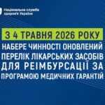 З 4 травня 2026 року набере чинності оновлений Перелік лікарських засобів для реімбурсації за Програмою медичних гарантій