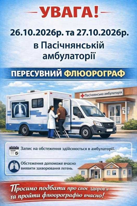 УВАГА: Безкоштовне флюорографічне обстеження!