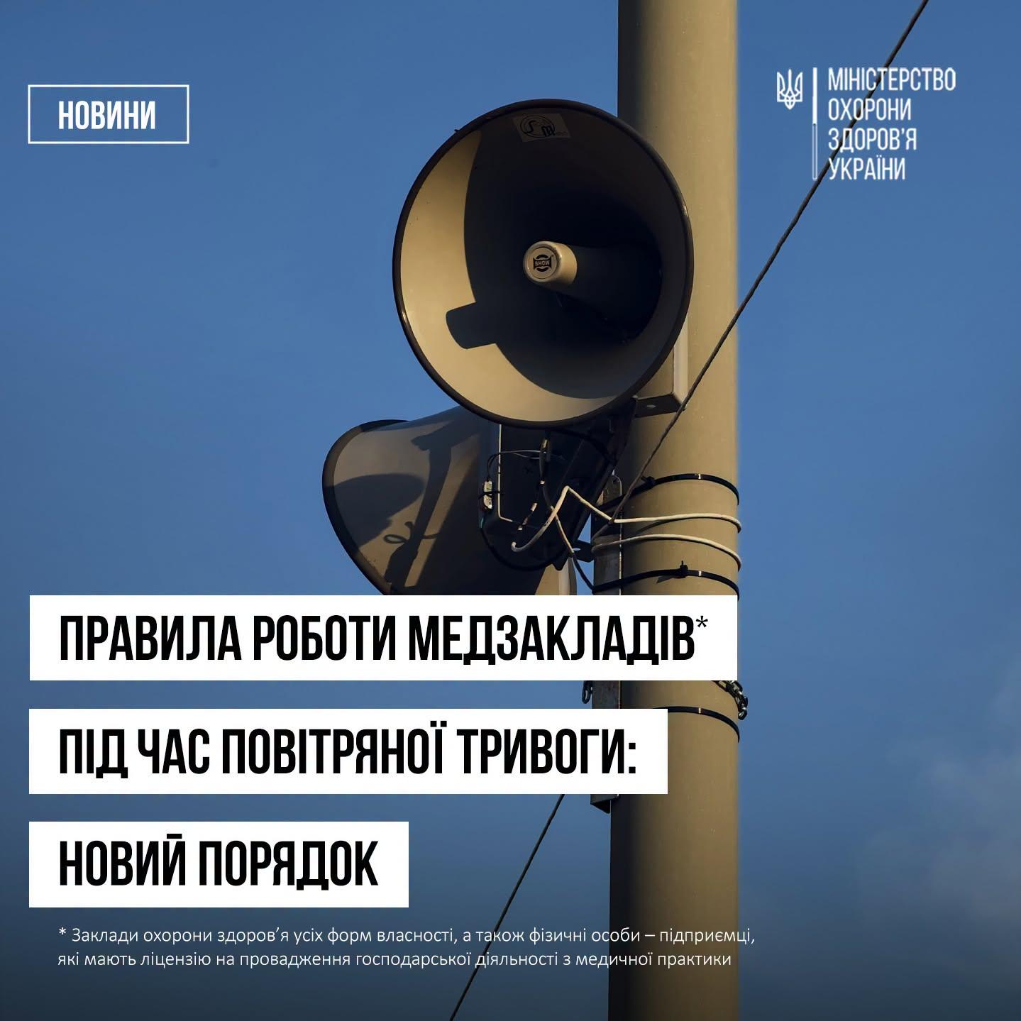 Правила роботи медзакладів під час повітр
